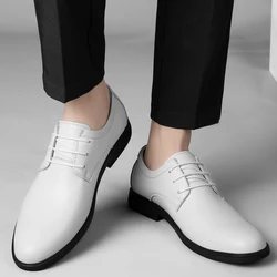 WAERTA White Leather Dress Shoes Men's Spring Autumn Breathable New Formal Business Derby Shoes Man Casual English Shoes for Men