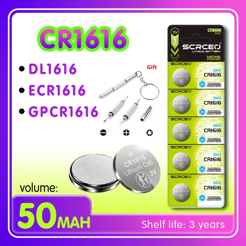2 pièces-10 pièces CR1616 DL1616 ECR1616 GPCR1616 1.5V pile bouton au lithium dioxyde de manganèse, adaptée aux calculatrices, montres