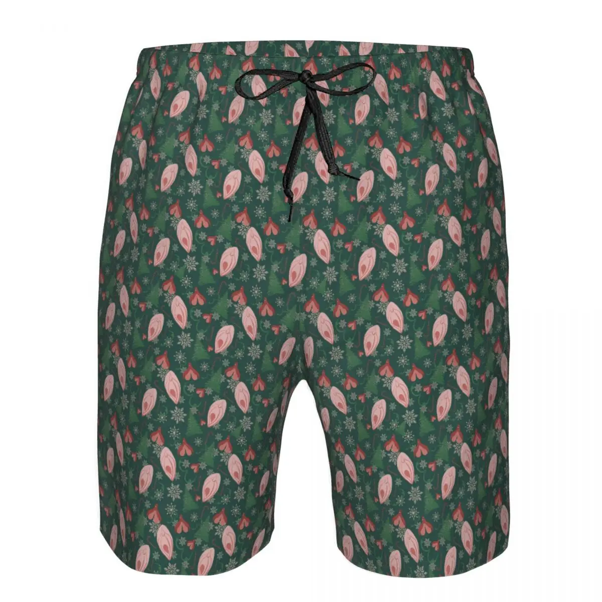 

Christmas Vulva Pattern Green Trunks Beach Board Shorts Casual Quick Dry Swim Summer Men Pants