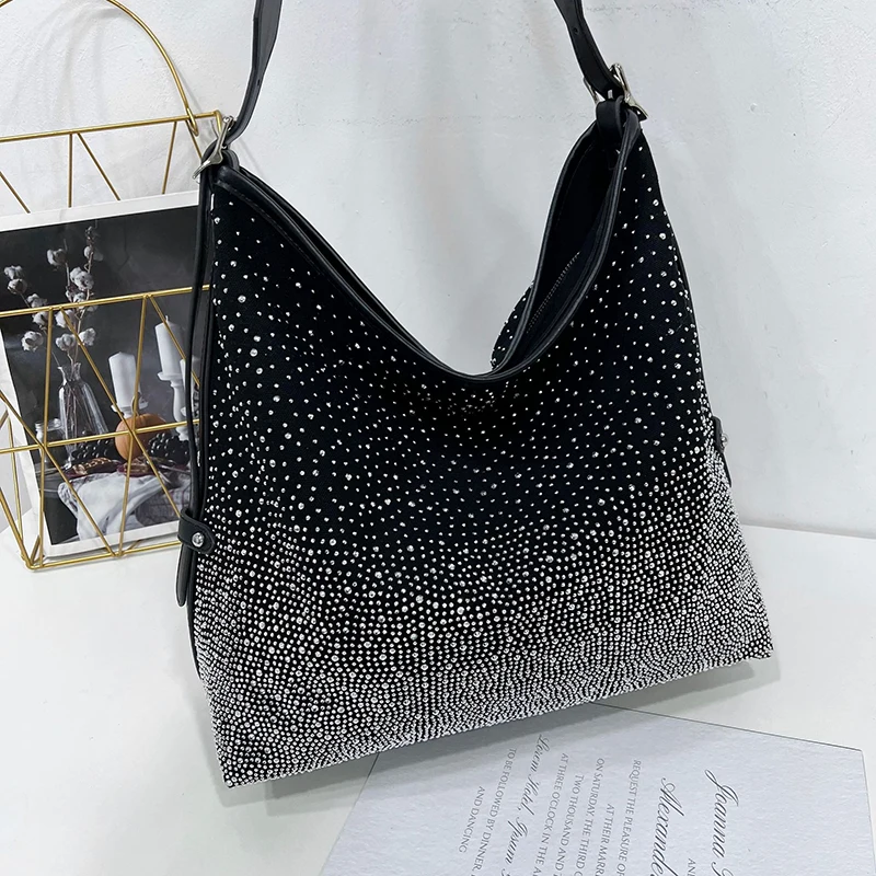 Star Silver Gradient Diamond Large Shoulder Bag Women 2022 New Light Luxury Diamond Shoulder Crossbody Tote Bags