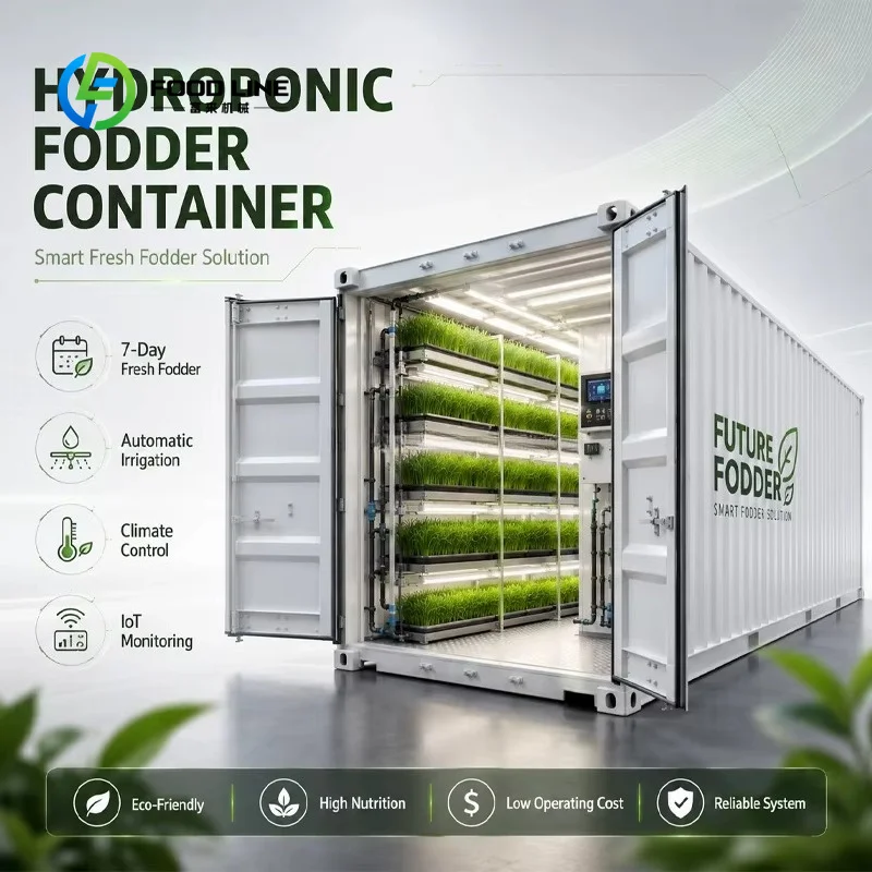 Hydroponic Fodder Container Farm System for Dairy Cattle Feed Production Automated Climate Control Smart Plant Factory