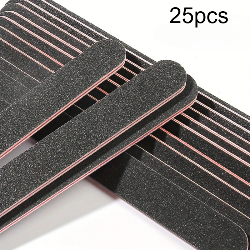

25 шт., профессиональная двухсторонняя пилочка для ногтей с зернистостью 100/180, наждачная доска, черный инструмент для маникюра и педикюра и буферные пилочки для ногтей