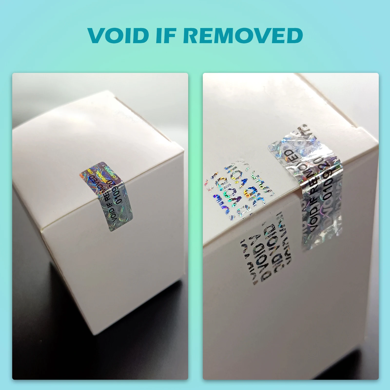 Holographic Security Seals, Tamper-Proof Labels with Unique Serial Number, Safe Warranty Sticker, Void Seal, Silver, 1x3 Cm view 2