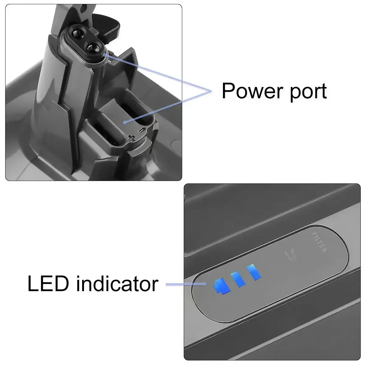 for Dyson Vacuum Cleaner Battery V6 V7 V8 V10 V11 Type A/B Series SV07 SV09 SV10 SV12 DC62 Handheld Vacuum Cleaner Spare Battery