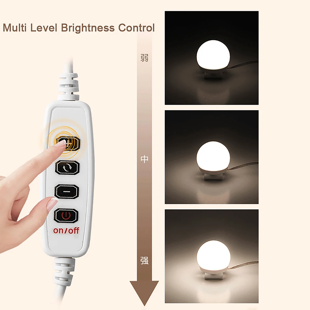 LED Vanity Lights For Mirror 3 Color Temperature Dimmable Wall Bulbs String For Makeup Table Dressing Room Mirror