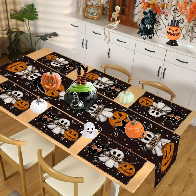 VIKAMA Halloween Boo Ghost Pumpkin Table Flag Holiday Table Decoration Home Halloween Party Desktop Decoration