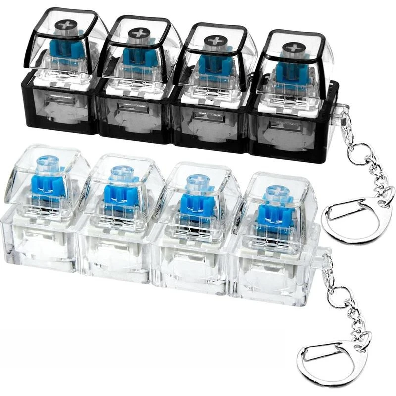 4Keys Mechanical Keyboard Keychain Finger Button Anti Stress Keycap for Office Home Adults Kid Decompression Clicker Gadget Gift