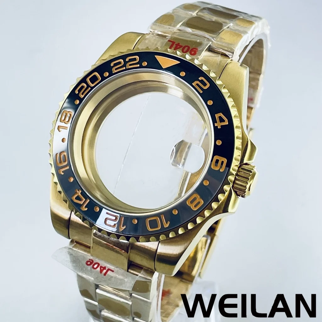 

40MM NH34 NH35 NH36 NH38 NH39 NH70 ETA2824 PT5000 Movement Gold Watch GMT SUB Case Ceramic Bezel Sapphire
