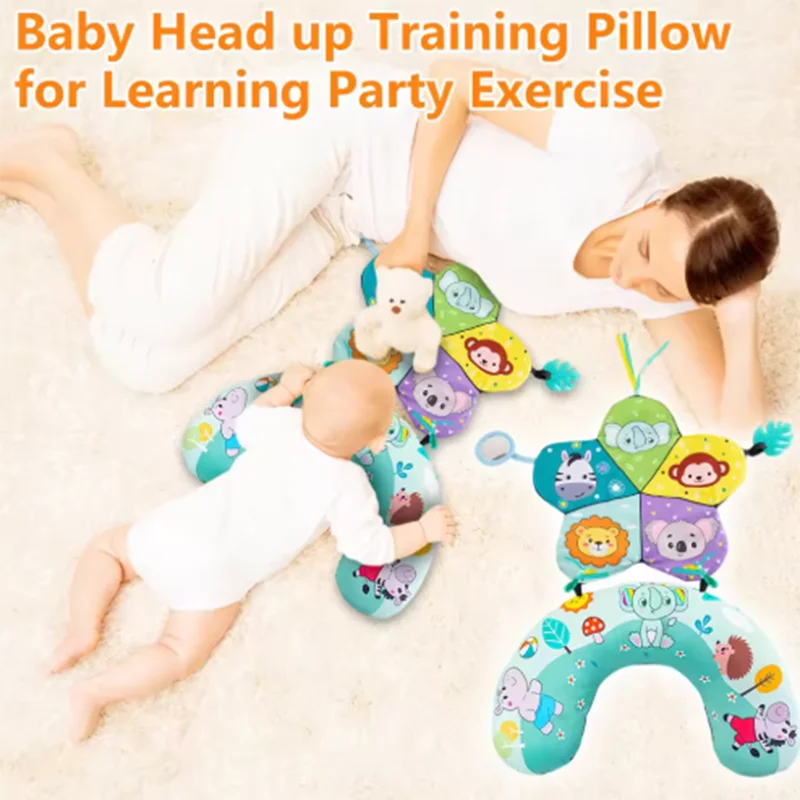 وسادة تعليمية على شكل حرف U للأطفال على شكل رسوم كرتونية، وسادة تدريب بصري للرأس، لعبة مهدئة للتعليم المبكر #1