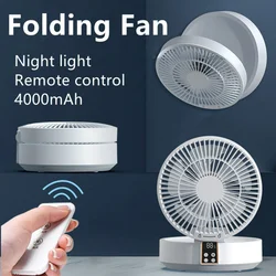 New Remote Control Wireless Circulating Air Cooling Fan with LED Light Folding Electric Wall-mounted Fan Desktop Fan USB