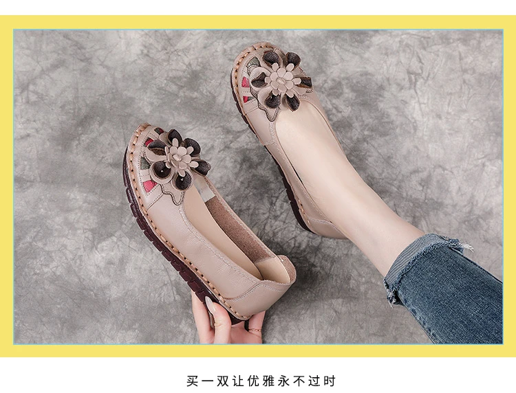 Neue handgefertigte Ballerinas mit Blumenmuster im Vintage-Stil, Damenschuhe aus echtem Leder, Mokassins, Slip-On-Loafer für Damen, weiche Luxus-Flats – Detail 35