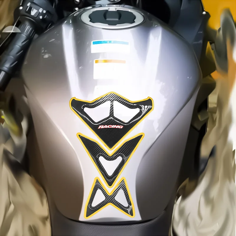 Motorcycle 3D Fishbone Fuel Tank Pads Protective Decoraction Stickers For YAMAHA YZF-R1 R1M YZF-R3 YZF-R6 R6S YZF-R7 YZF R15 R25