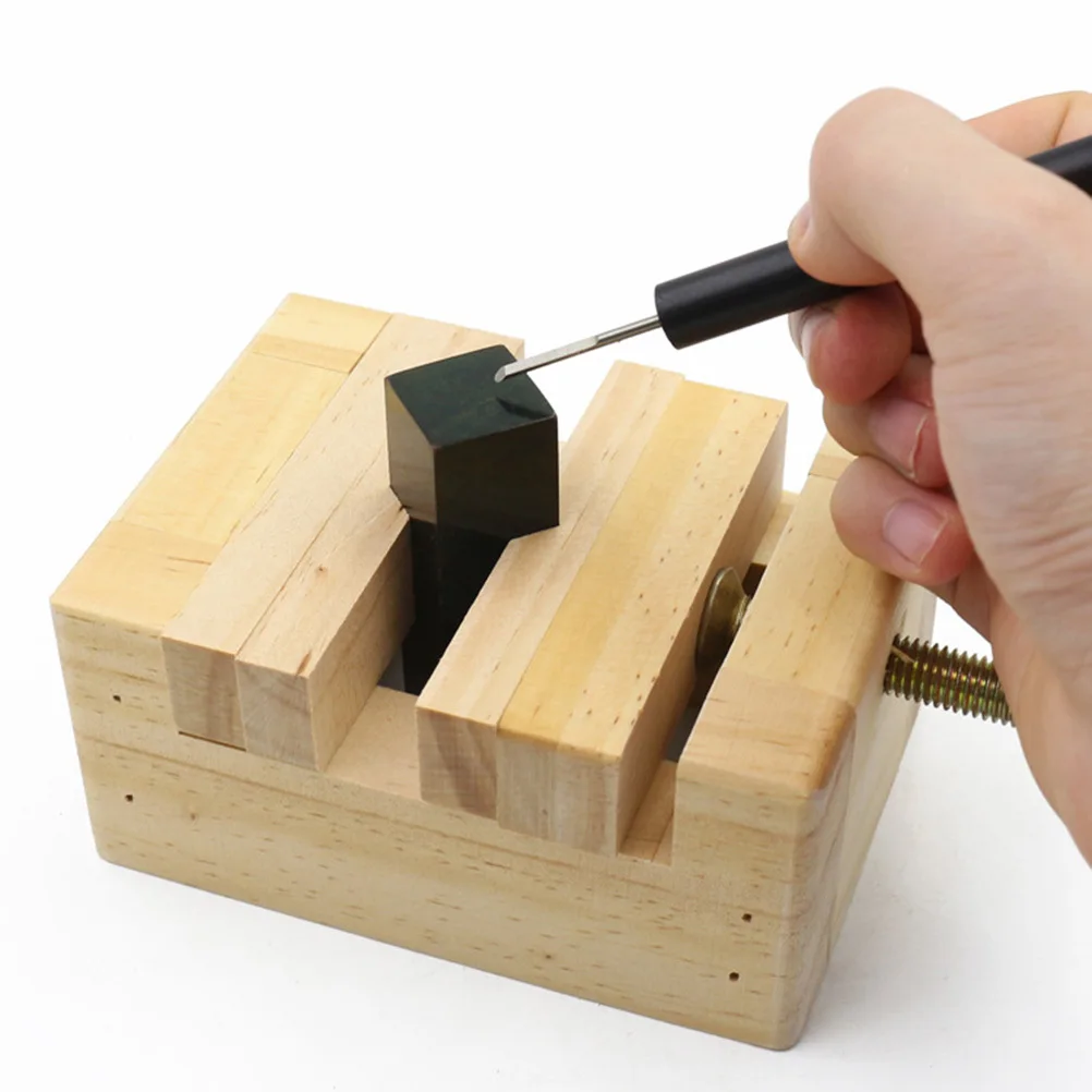 

Extra Large Wooden Engraving Holder for DIY Seal Carving Fixing Tool Natural Wood Handle for Precise Stone and Craft Engraving