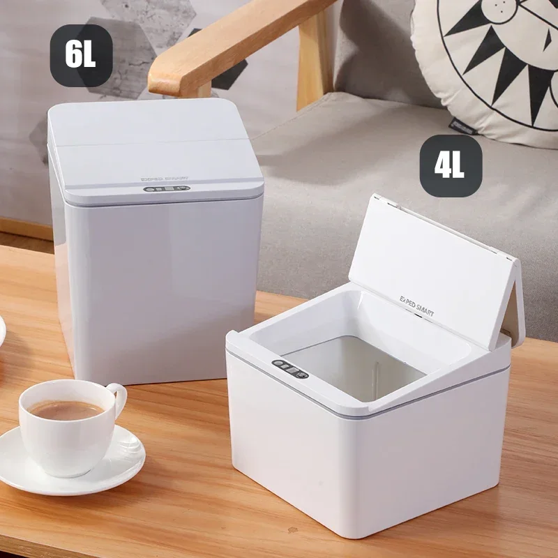 Mini Dustbin Small Desk Bin Folding Trash Can Kitchen Accessories Automatic Bathroom Sensor Trash Can Bedroom Wastebasket