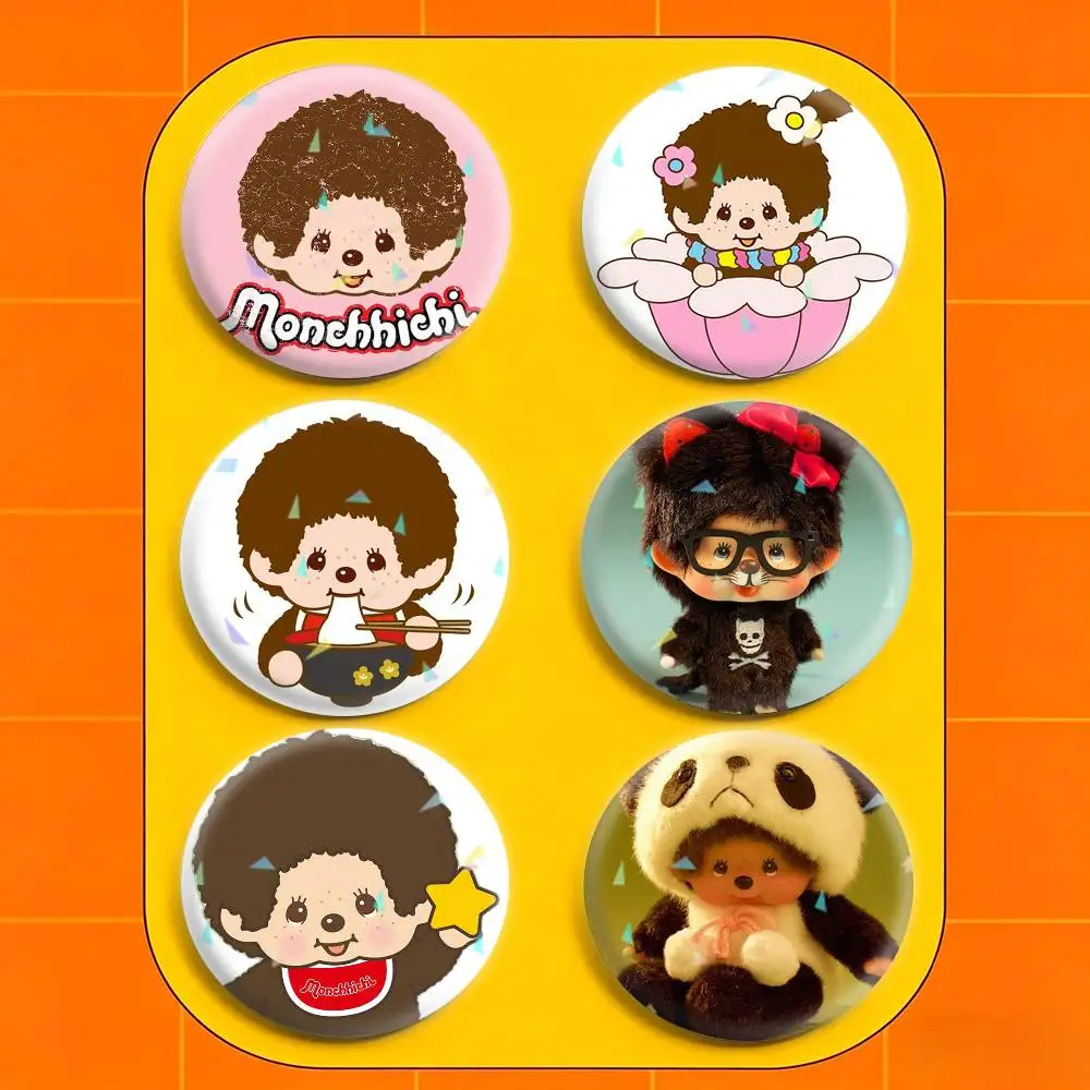 

Cute M-Monchhichi 32/44/58mm Handmade Pins Round Brooch Badge Backpacks Clothes Jewelry Gifts