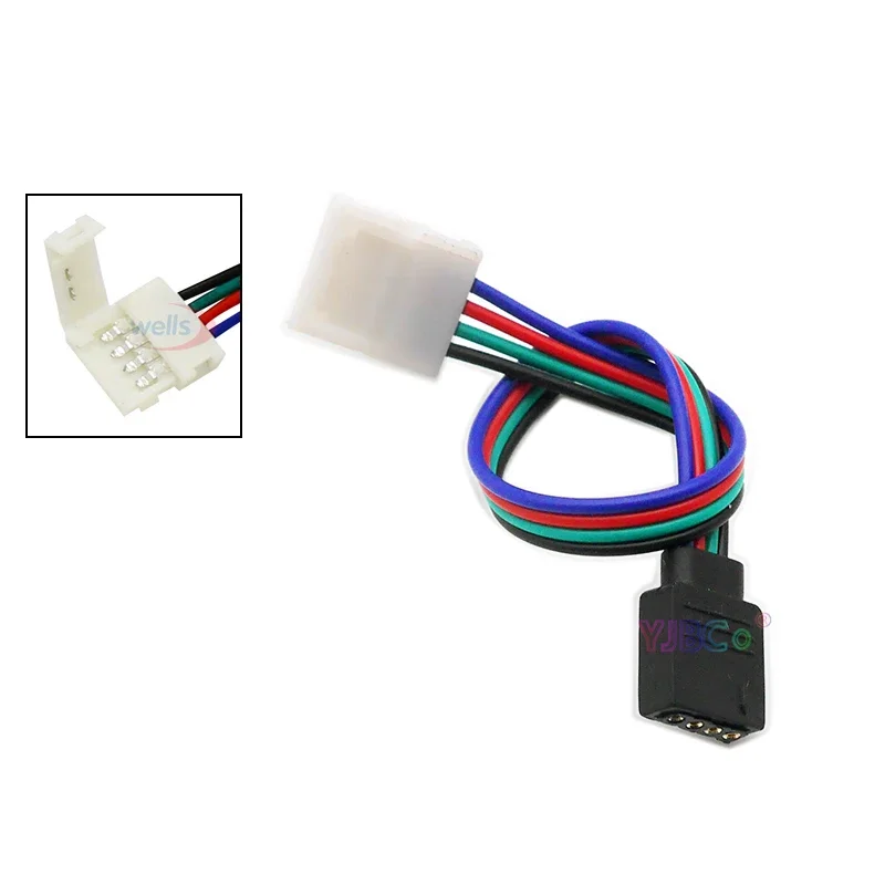 100pcs 4Pin RGB LED Strip Connector Extension Cable 4 pin Connection Wire Light tape connectors Extension Cables Clip 10mm