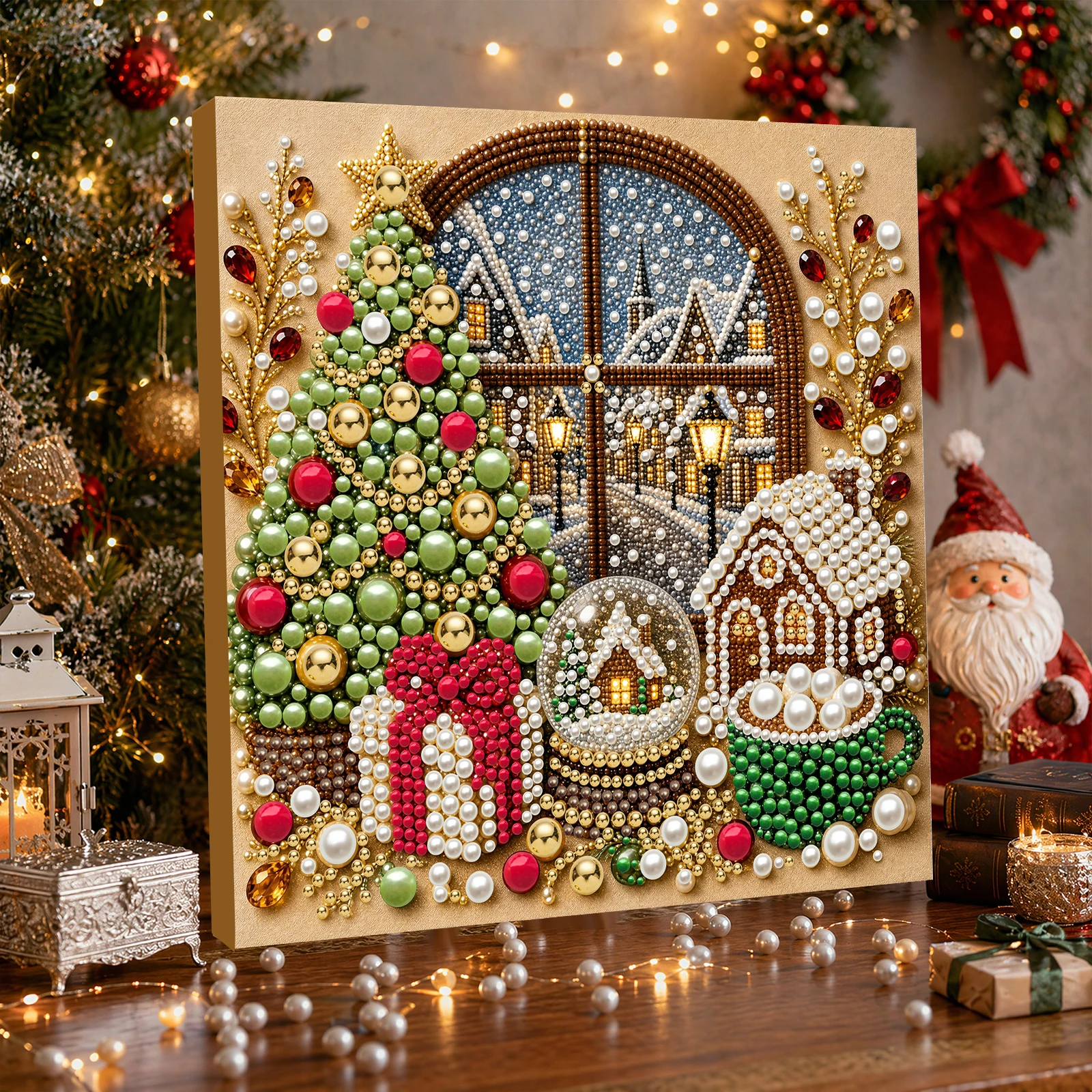 Art Craft Winter - طقم رسم بالخرز اللؤلؤي للتركيب الذاتي،
