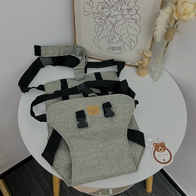 N80C – ceinture sécurité universelle pliable pour bébé, broderie ours dessin animé, harnais sécurité pour bébé