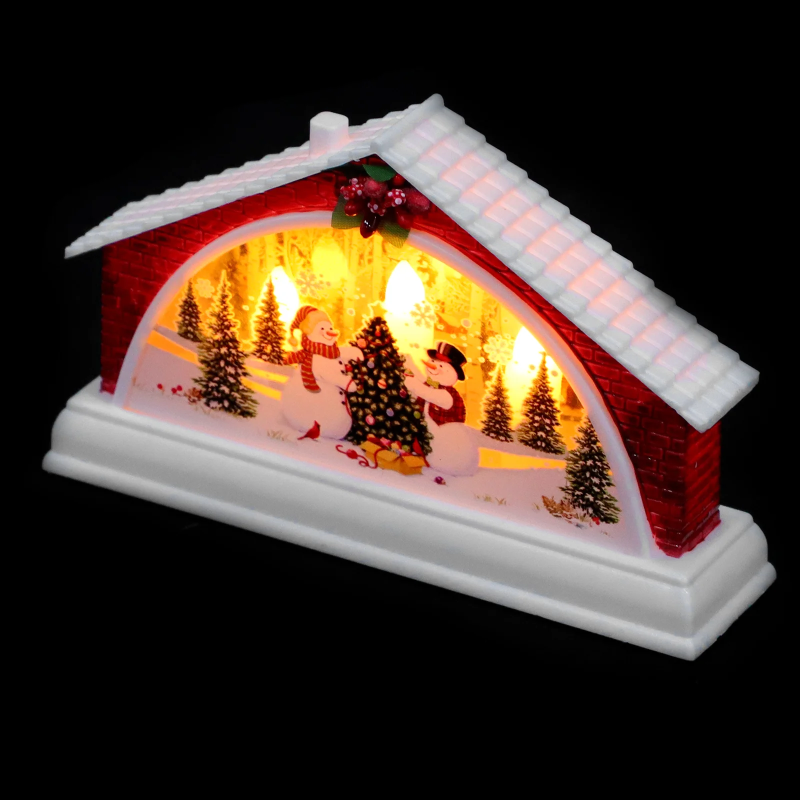 

Рождественские украшения, декоративные светильники, пластиковый дом, Рождественское украшение, реквизит, светящийся ночник, красное украшение