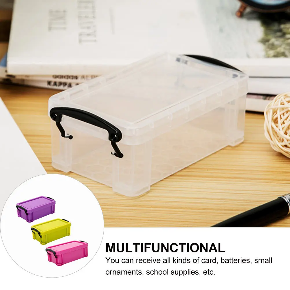 

3pcs Handheld Storage Box Plastic Organizer For Home Sundries Container Desktop Box Batteries Cards School Supplies