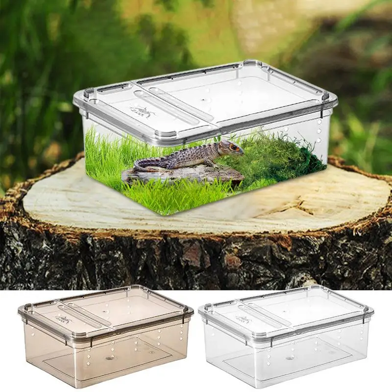 1PCS Reptile Tank Insect Spiders Tortoise Lizard pp Transparent Breeding Box Vivarium Lid Reptile Pet Product