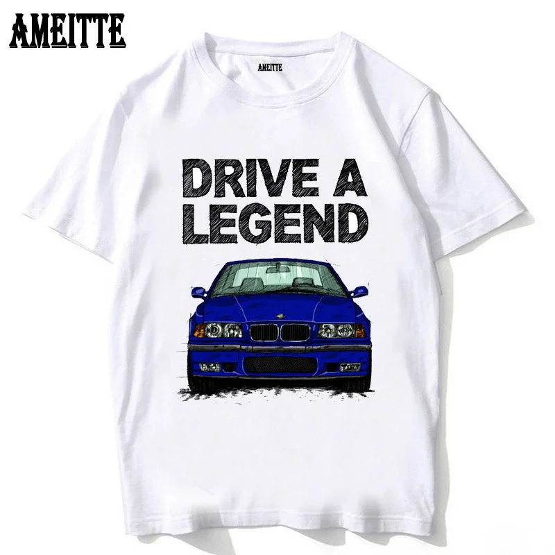 Drive The Classic E21 Double Headlights T-Shirt Vintage E30 M3 E36 M3 T-Shirt  Turbo Car Design Boy Top Hip Hop White Tees