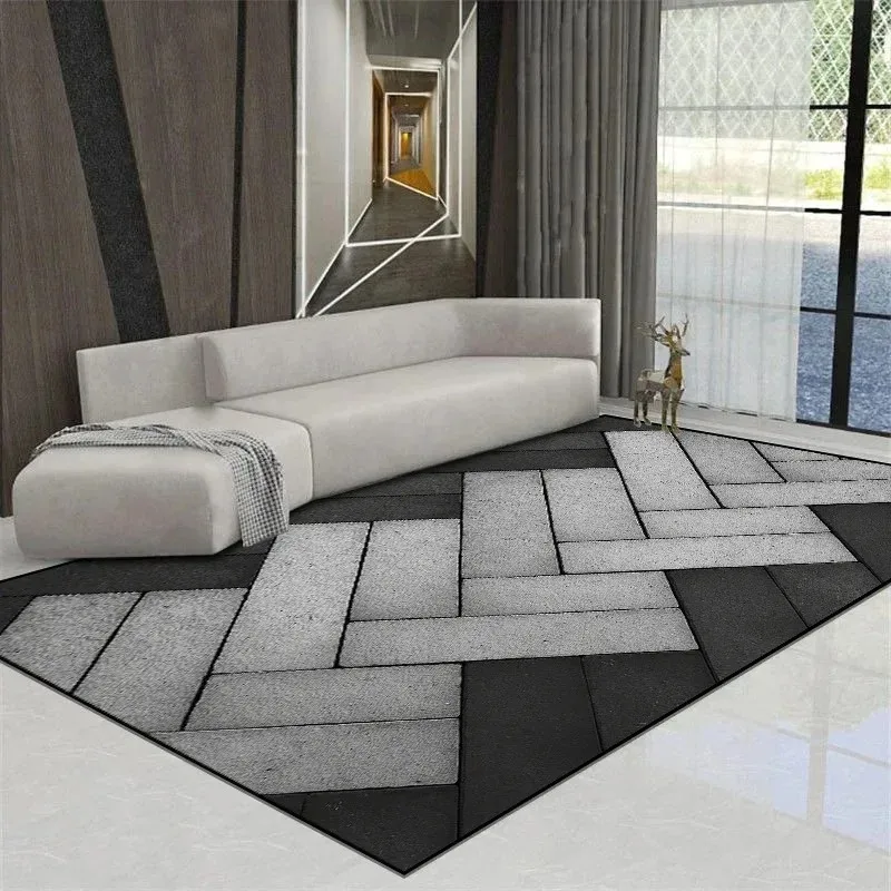 Modern Simple Geometric Rug, Non-slip Washable for Living Room Bedroom Home Decor