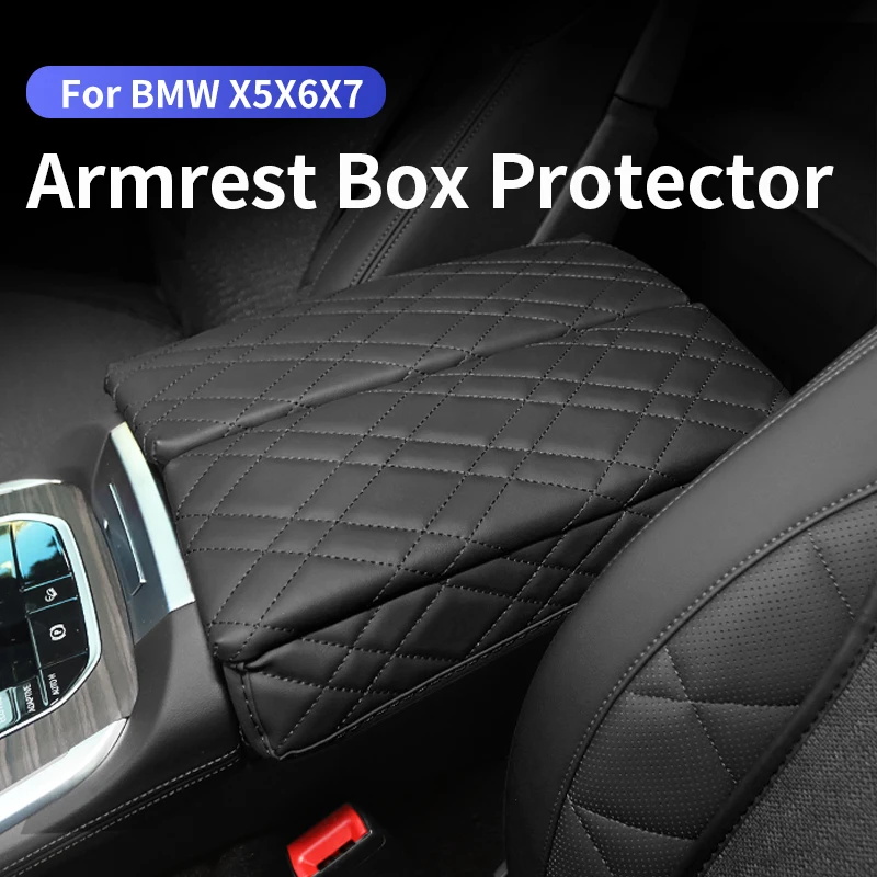 자동차 센터 콘솔 팔걸이 박스 커버, PU 가죽 팔걸이 보호 쿠션, 왼손 드라이브 전용, BMW X5 X6 X7 G05 G06 G07