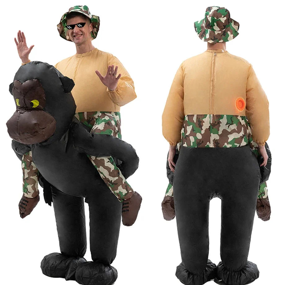 Adult Funny Cartoon Animal Chimpanzee Inflatable Costume Christmas Halloween Carnival Cosplay Masquerade Birthday Party Gift