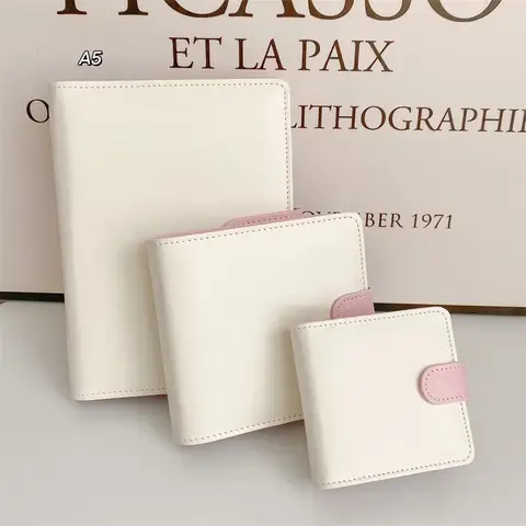 MINKYS Ins Hot White Pink Kawaii A5 A7 A8 Kpop Photocard Binder Photo Cards Collect Book Album PU Leather Notebook Stationery