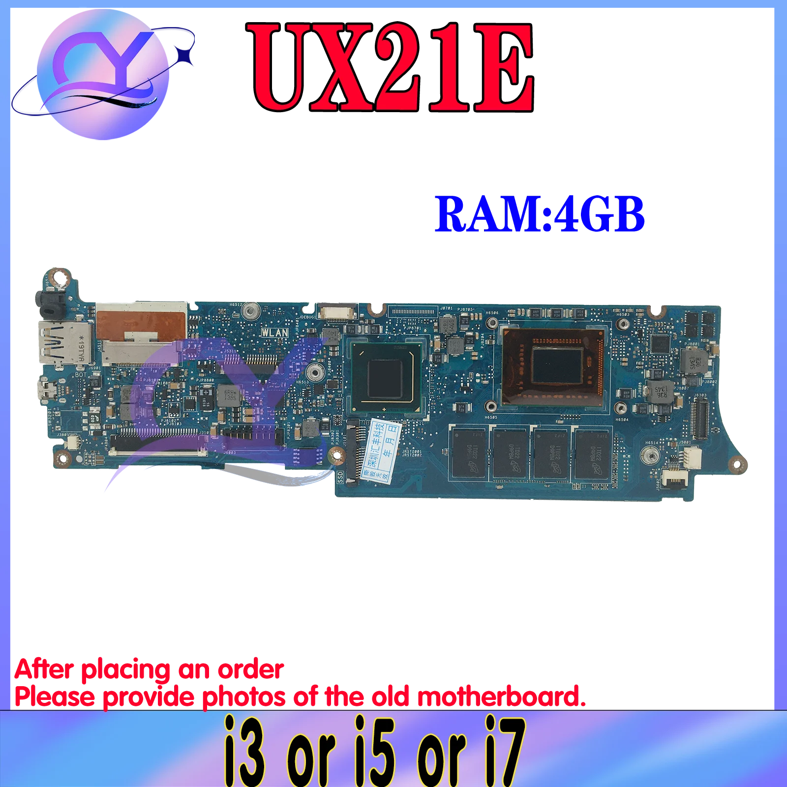 

KEFU UX21 Mainboard For ASUS Zenbook UX21E Laptop Motherboard I3 I5 I7 2th Gen 4GB/RAM Notebook MAIN BOARD