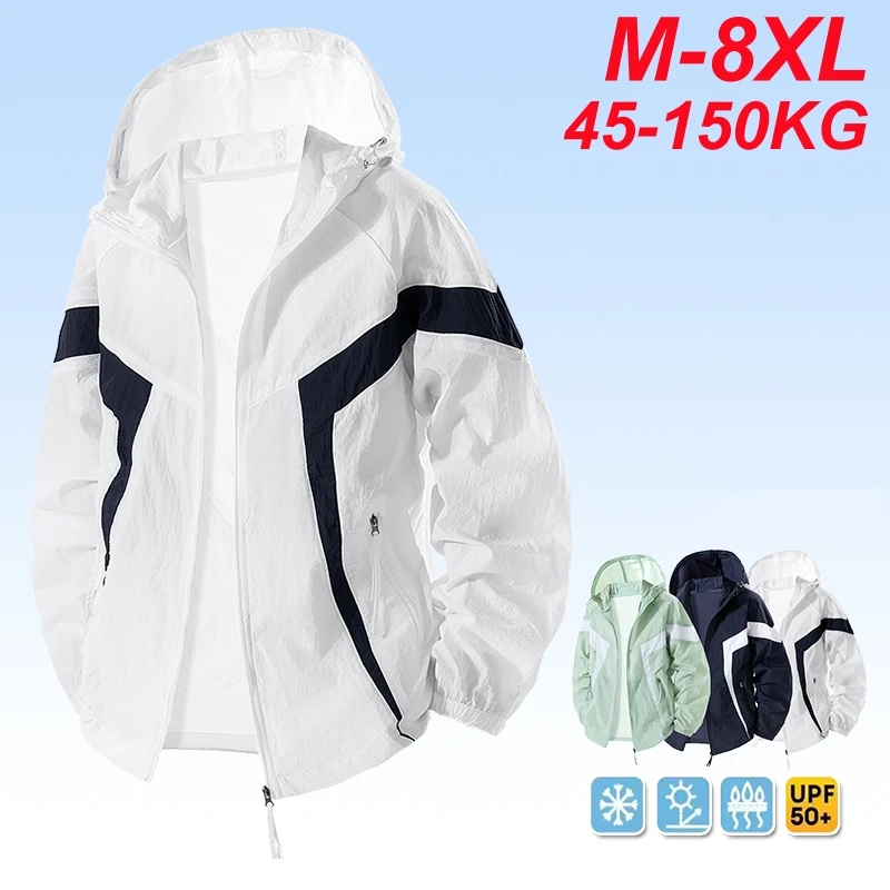 UPF 50+ Jacke Herren Sommer Übergröße 8XL 7XL 6XL Schnelltrocknend Wasserdicht Camping Windbreaker Angeln Outdoor Anti-UV-Kleidung Unisex