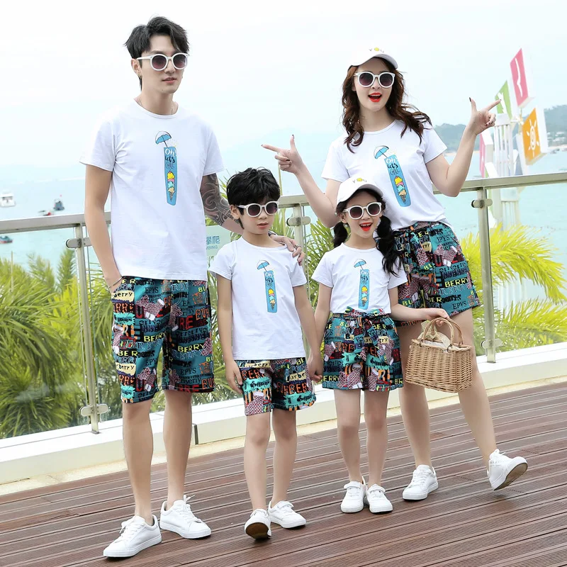 

Beach Family Matching Clothing Sets Vacations 2024 Father and Son Outfit Mom and Daughter Overalls Pants Summer Woman Jumpsuit