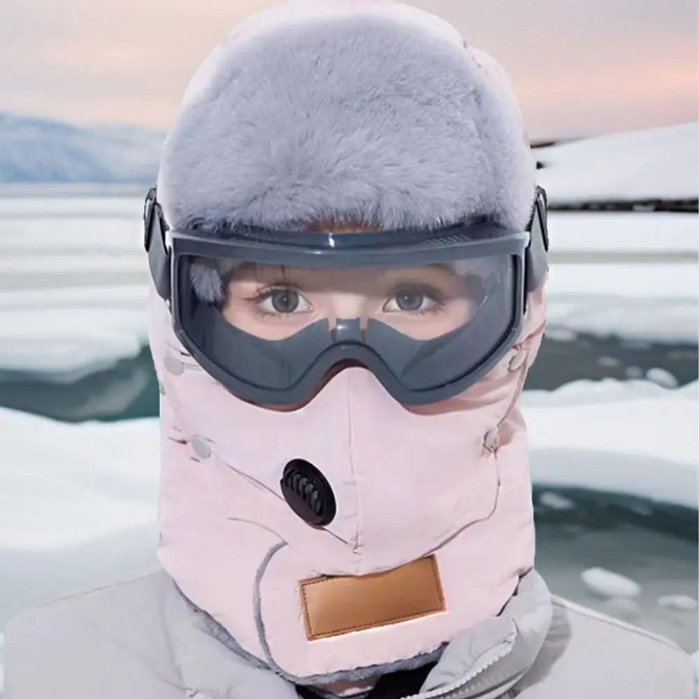 مكافحة الضباب العدسات الروسية Ushanka قبعة تزلج مع نظارات إيرفلاب الدراجات يندبروف قبعة قناع قبعات الثلوج الشتاء الدافئة بيني في الهواء الطلق