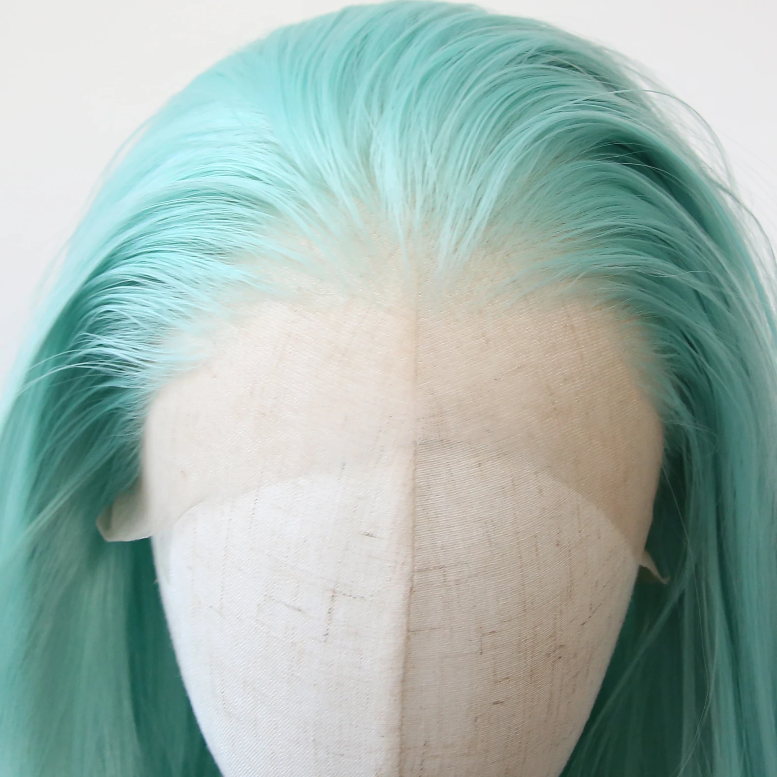 Perruque Lace Front Synthétique Longue et Lisse Vert Menthe, Pré-plumée, Degré de Chaleur