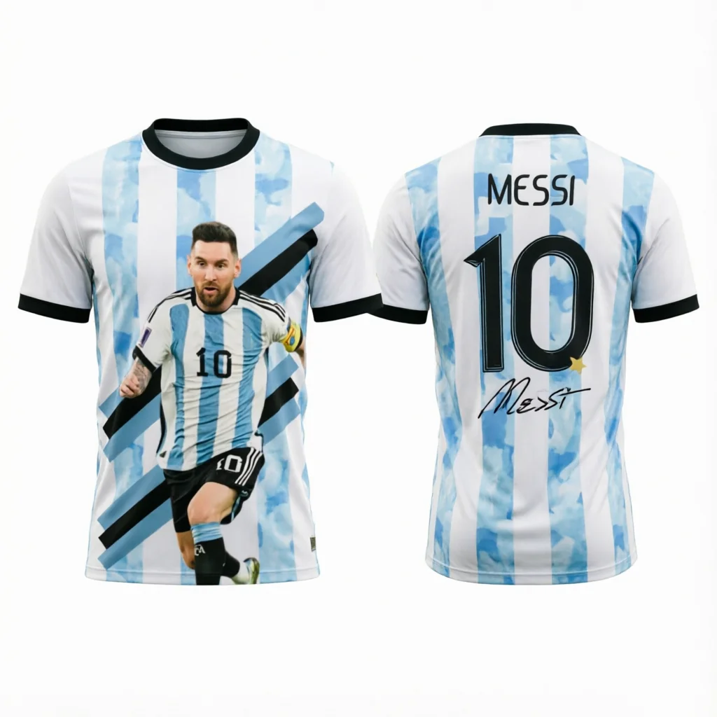 Maillot de football et kit d'entraînement Messi Argentine 2026 – T-shirt de sport d'été pour homme et femme Y2K