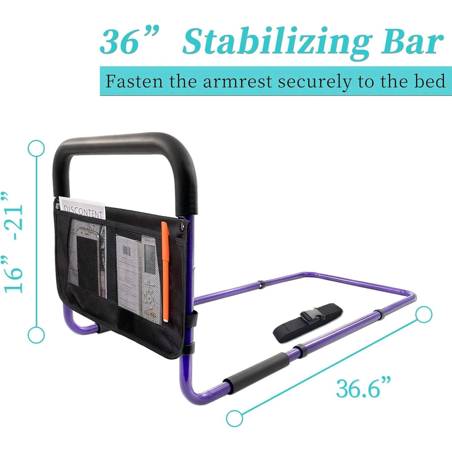 Bed Rails for Elderly Adults Safety with Adjustable Heights Storage Pocket Assist Support Side Railings for Seniors Citizens