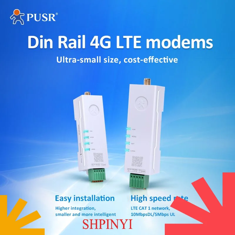 USR-DR154 Din Rail 4G LTE Modem Cost Efficientive LTE CAT1 Network Support Simple Transparent Mode, HTTPD and SMS Mode