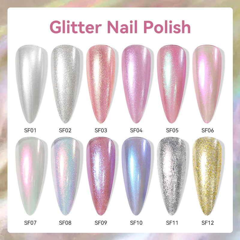 Lilycute 7ml glitter unha polonês colorido brilhante pérola auroras efeito concha manicure unha arte verniz sem necessidade de lâmpada curada