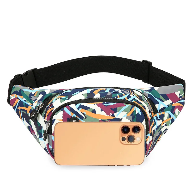 Colorful printing large capacity cross-body chest bag light mobile phone change collection cashier purse ladies Fanny pack