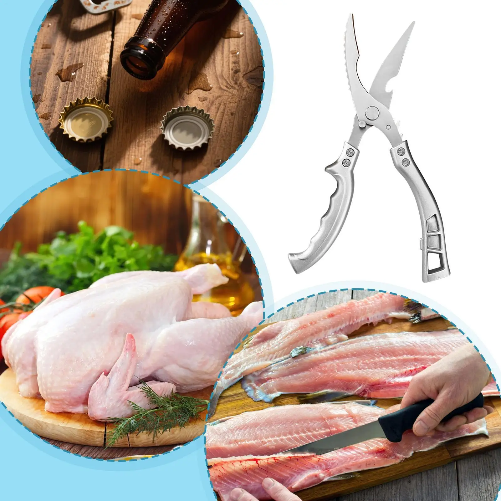 Multipurpose Strong Scissors High Stainless Steel Chicken Scissors Ultra Sharp Scissors Fish Chicken Bone Scissors Kitchen Tools