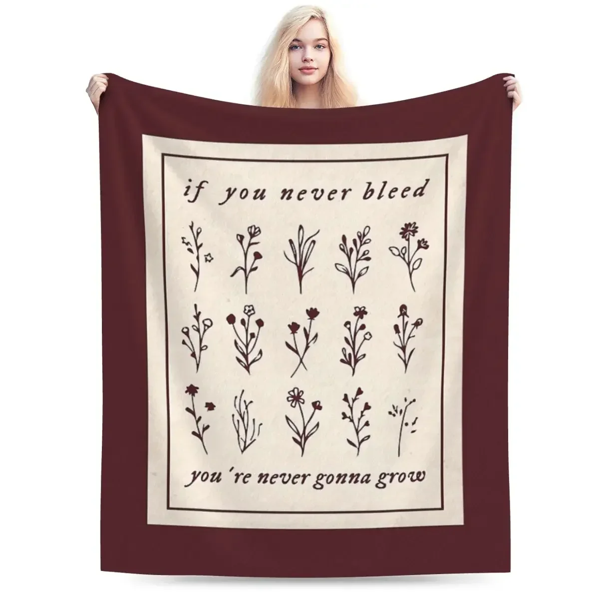 If You Never Bleed You're Never Gonna Grow Blanket Warm Flannel Throw Blanket Bedspread for Bed Living room Picnic Home Couch