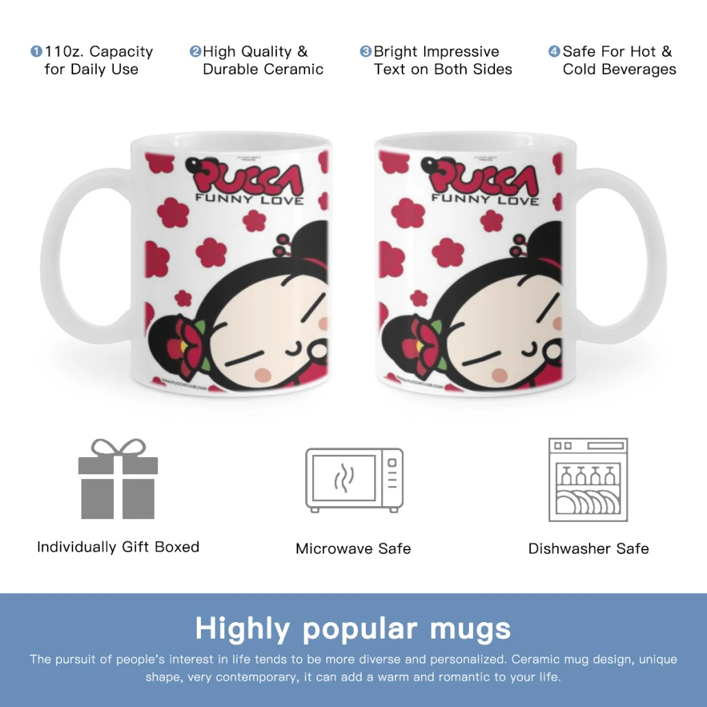 Cute Cartoon Pucca Garu 11oz Afternoon Tea Mug Multifunctional Ceramic Coffee Mug Porcelain Coffee Cup Drinking Cup