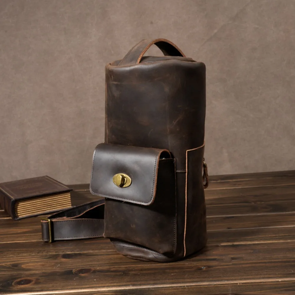 

Новая повседневная мужская сумка в стиле ретро, нагрудная кожаная сумка премиум-класса, косая минималистичная модная женская сумка на плечо из воловьей кожи первого слоя