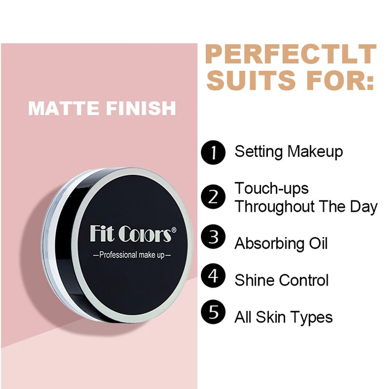 مكياج بودرة سائبة مقاومة للماء ، وجه كونسيلر ، تحكم في الزيوت ، يدوم طويلاً ، غير لامع ، خفيف ، شفاف ، 4 ألوان #5