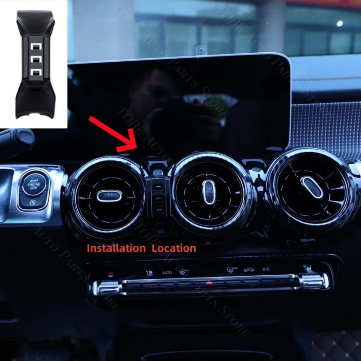 Magnetic Car Phone Holder For Mercedes Benz EQB 250 300 2022-2023 Wireless Charging Special Fixed Bracket Base MagSafe Mount - Image 2