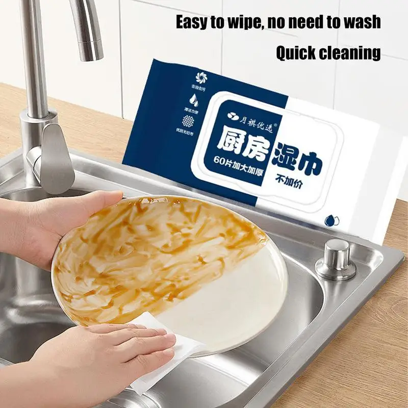 Wipes For Cleaning 60/80 Count Large Wet Wipes For All Surfaces Kitchen Cleaning Cloth Dishcloth Alternative For Cooktops