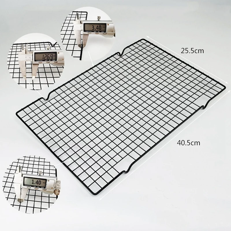 3Pcs Cake Cooling Rack, Black Carbon Steel Bread Drying Net, Baking Tool, Non Stick Cooling Net, Baking Tray, Net Rack