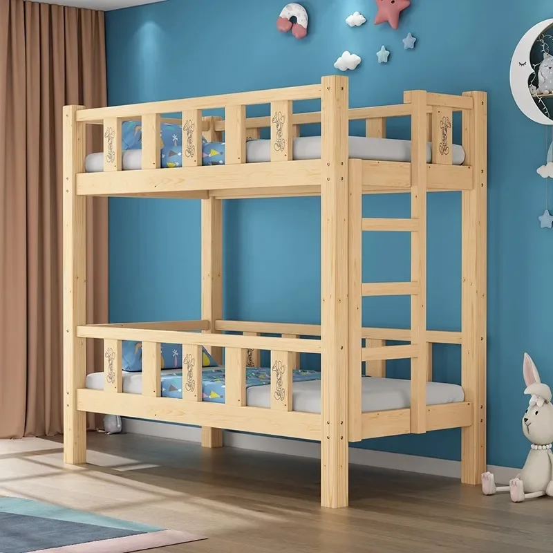 Lit en bois massif à double couche pour enfants de la maternelle, support de déjeuner pour enfants de l'école primaire, lits superposés supérieurs et inférieurs