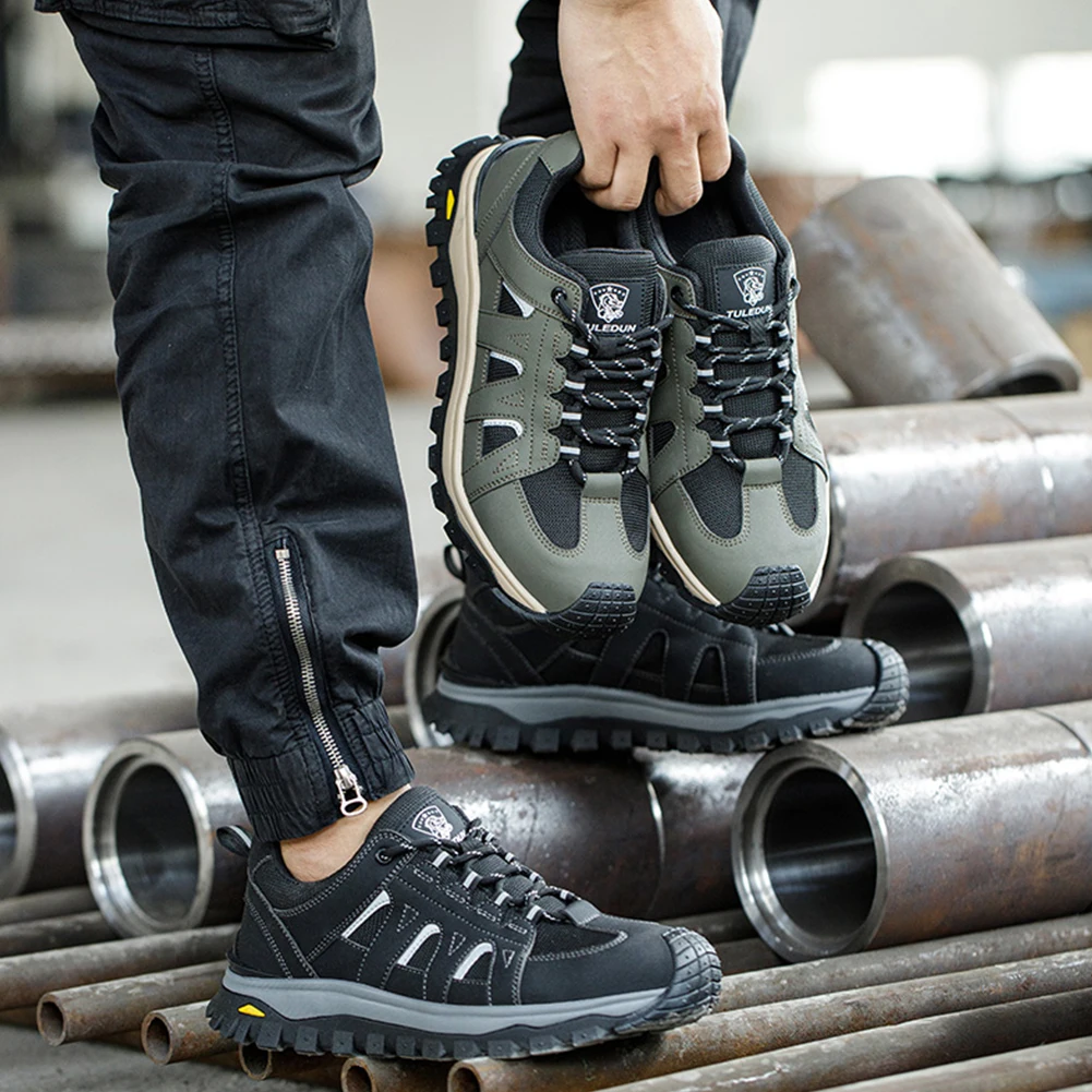 Scarpe con punta in acciaio Scarpe da lavoro comode Scarpe da ginnastica resistenti alle coltellate Scarpe da ginnastica di sicurezza con lacci per costruzioni industriali